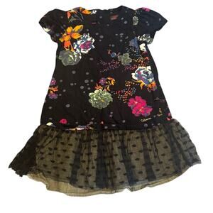 Girls Catimini Floral & Polka Dot Tulle Dress | Size 8 | Party Holiday Dress